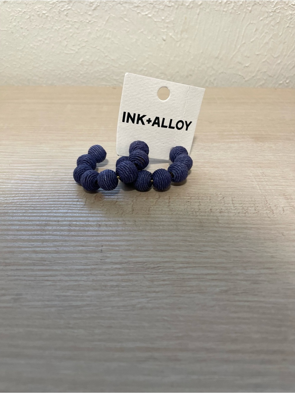 INK ALLOY Navy Wrapped Beaded earrings
